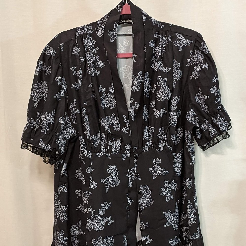 Scarlet Darkness Women Victorian Short Sleeve Shirt Steampunk Lace Up Blouse